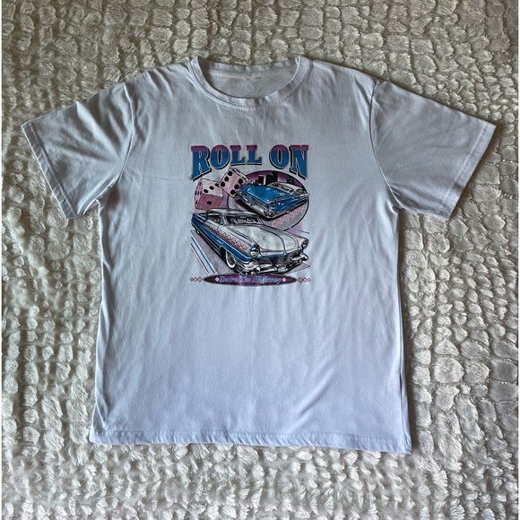 Other - Men’s Pre-owned white T-shirt (ROLL ON DOWN THE HIGHWAY) (L)